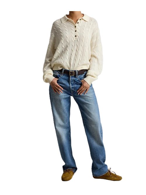 cable-knit buttoned top Polo Ralph Lauren | 211-B17767-007AUTHENTIC CREAM